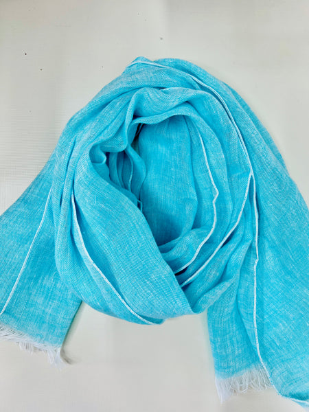 Linen lightweight design turquoise scarf