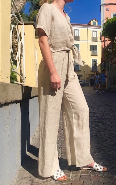 Linen Straight Pull-on Palazzo Pants