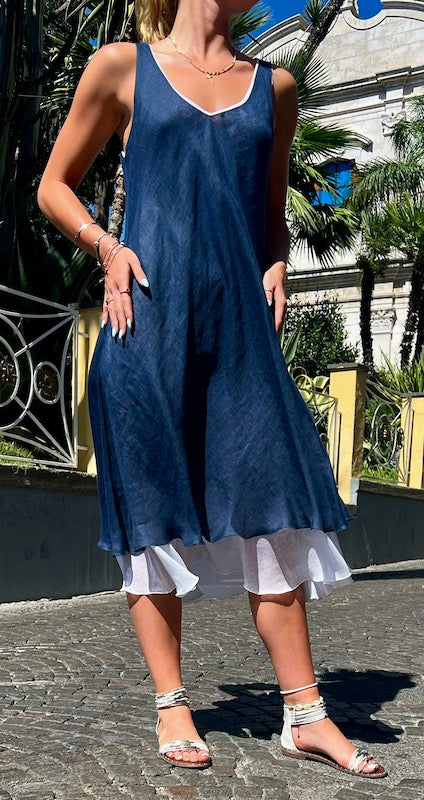 Linen Double Layered Long Dress, the italian linen shop by luiselle The Italian Linen Shop Linen Double Layered Long Dress, the italian linen shop by luiselle The Italian Linen Shop