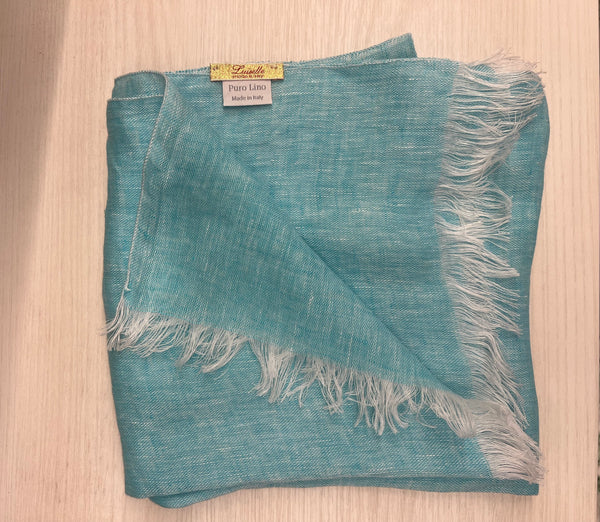 Linen light turquoise scarf