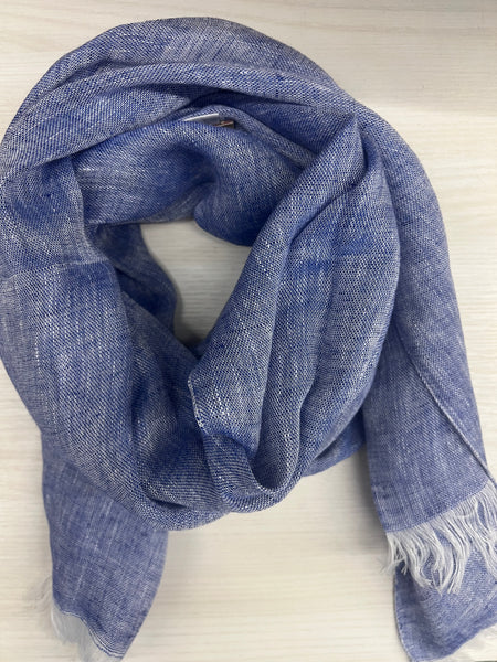 Linen denim blue scarf