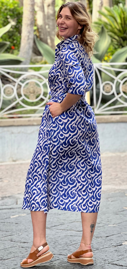 printed linen shirt dress VENUS Cotton Linen Shirt Midi Dress | Venetian Patchwork