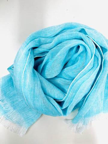 Linen lightweight design turquoise scarf