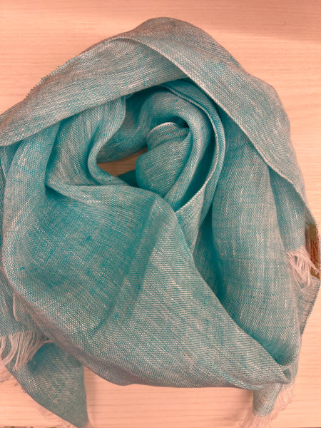 Linen light turquoise scarf