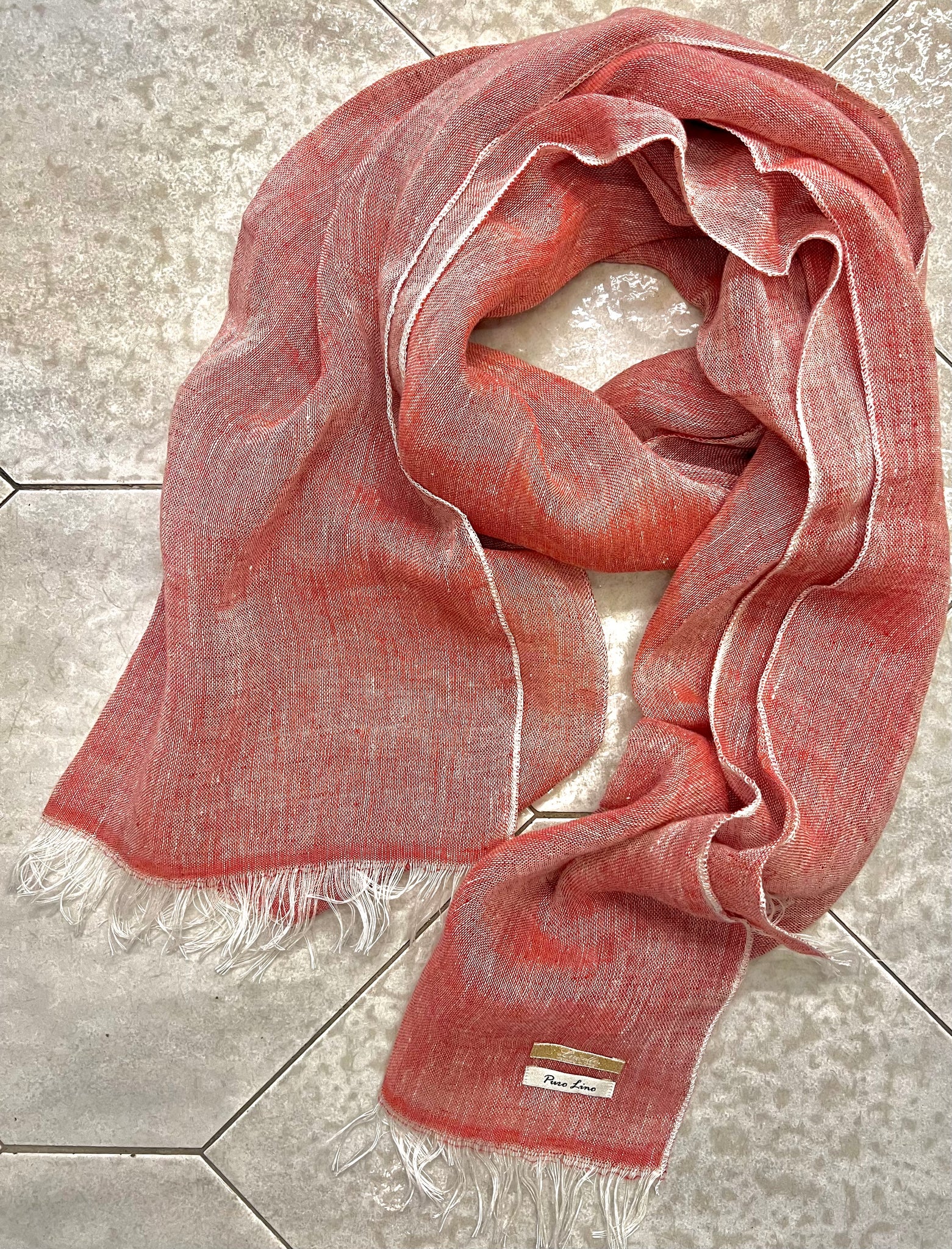 Linen two tone red scarf