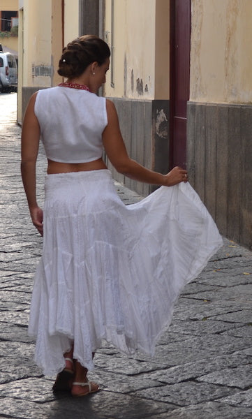 White maxi cheap skirt cotton