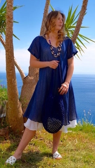 Linen Double Layered Long Dress, the italian linen shop by luiselle
