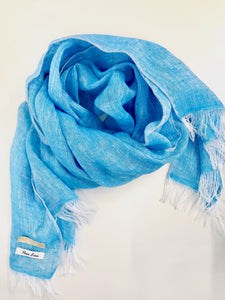 Linen lightweight design turquoise scarf