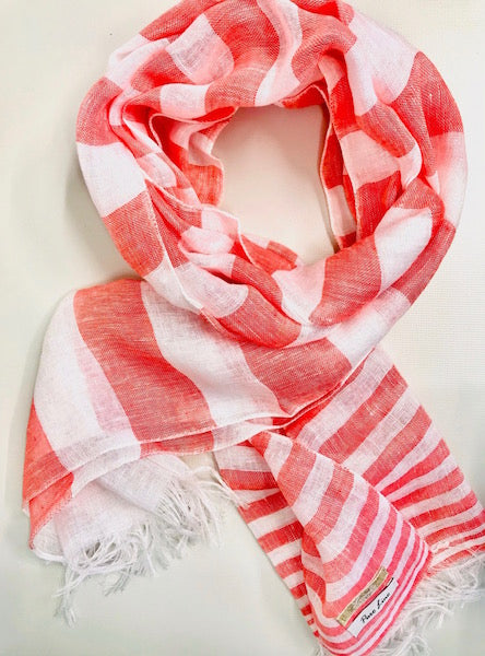 Linen variable strip scarf