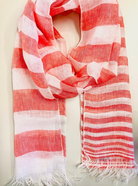 Linen variable strip scarf