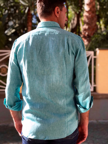 Linen Long Sleeve to Roll-up Men Shirt