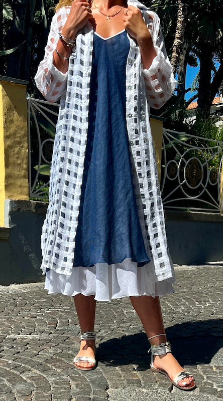 Linen Long Coat L / White