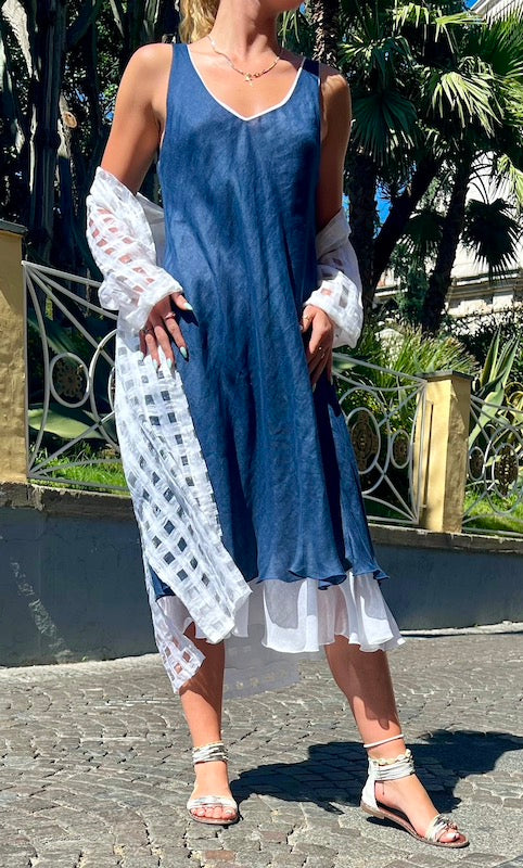 Linen Double Layered Long Dress, the italian linen shop by luiselle  The Italian  Linen Shop