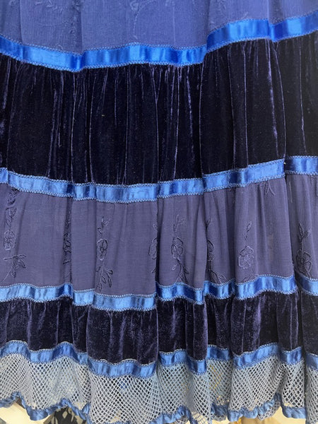 Velvet Boho Skirt, elasticated waist