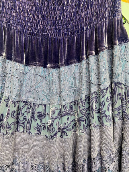 Velvet Boho Skirt, elasticated waist